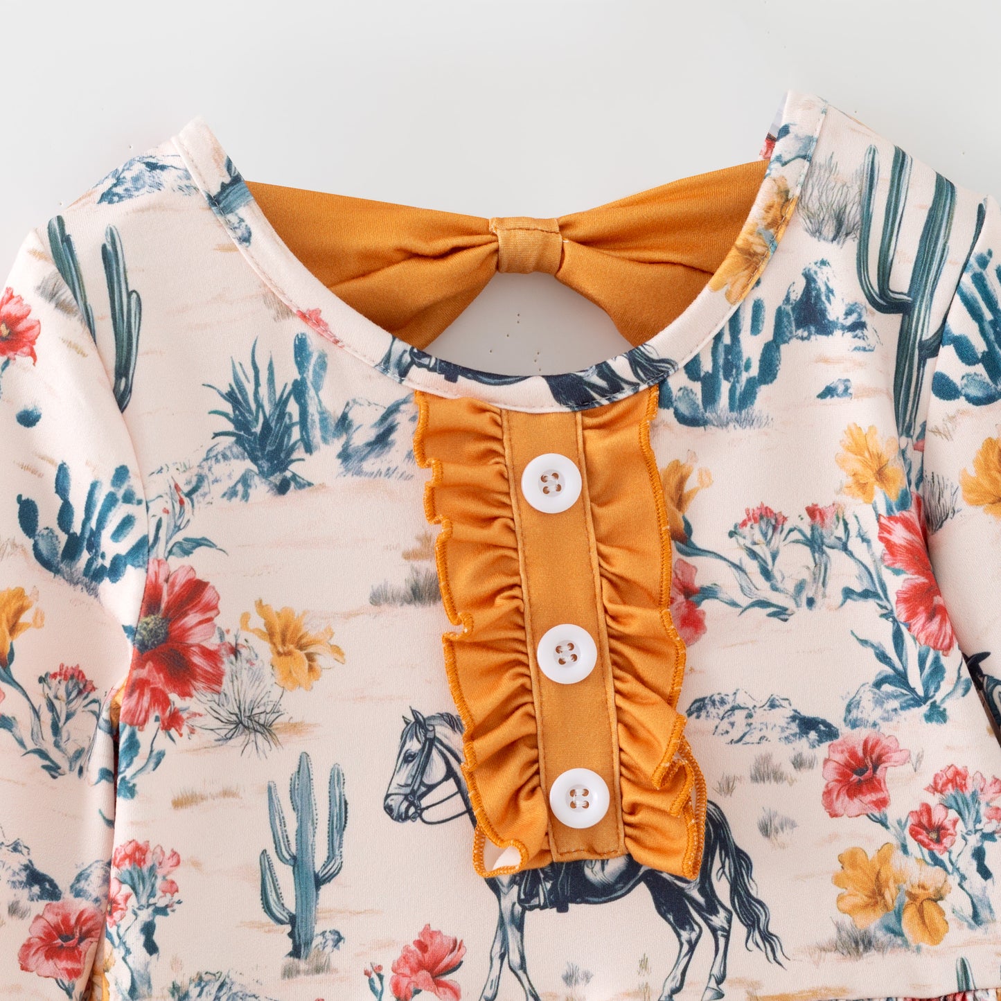 Girls 2025 Fall Floral Farm Print Long Sleeves Dress