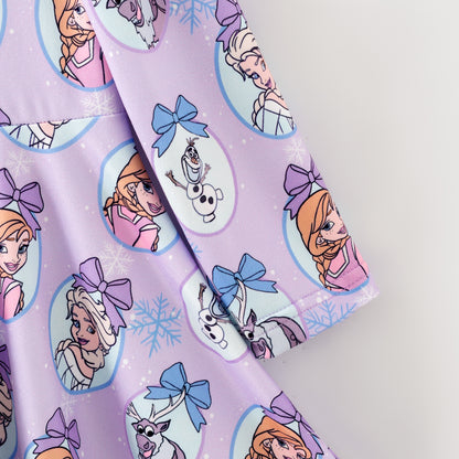 2025 Fall Christmas Character Print Long Sleeves Twirl Dress