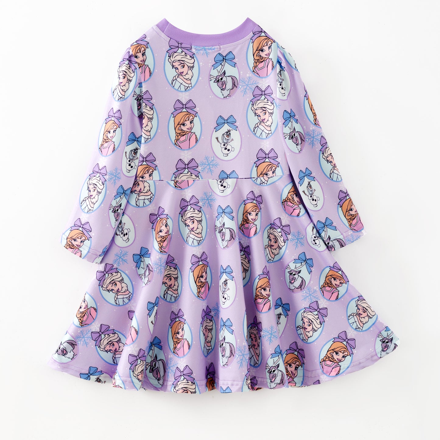 2025 Fall Christmas Character Print Long Sleeves Twirl Dress