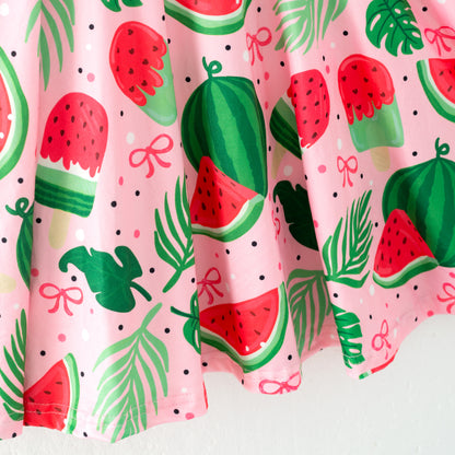 Girls Summer Watermelon Print Soft Fashion Dress