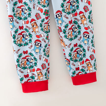 Boys Winter Christmas Santa Cartoon Cozy Pajamas Set