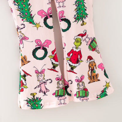 2025 Christmas Fall Friend Grinch Print Pant Set