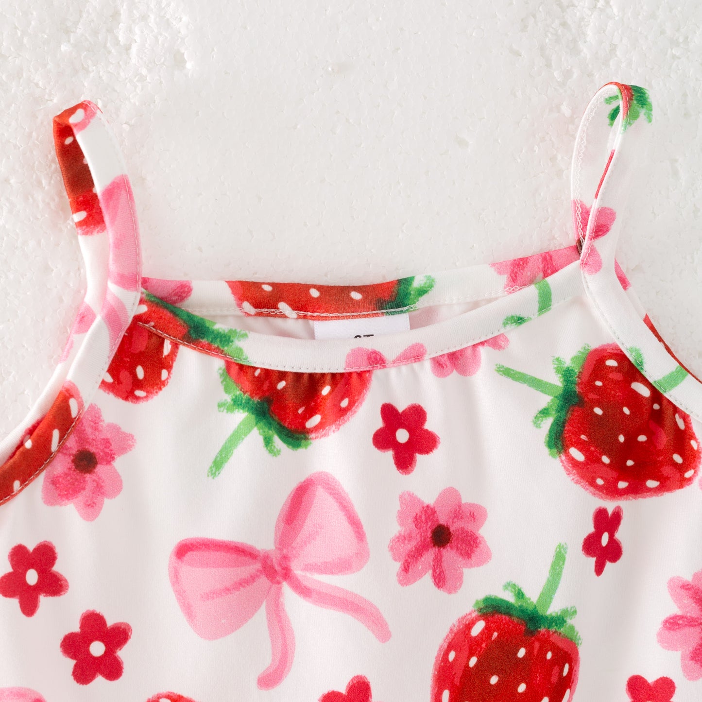 Girls Summer Strawberry Print Sleeveless Top Skirt Set