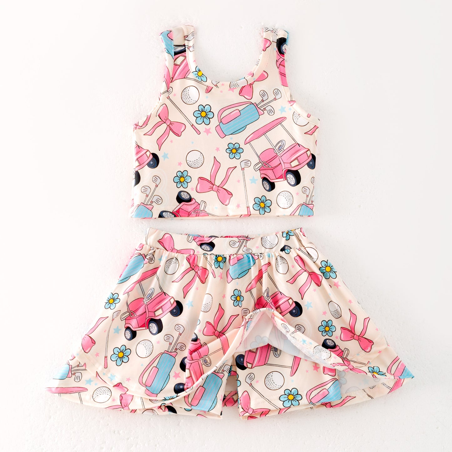 Toddler Girls Summer Blue Golf Outdoor Athletic Skirt Set