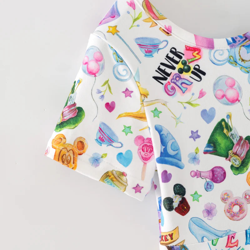 Girls Summer Fall Cartoon Cute Print Twirl Dress