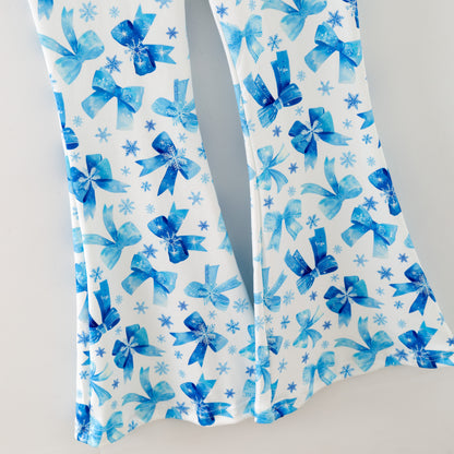 Girls Christmas Fall Bow 2 Pieces Top + Pant Set