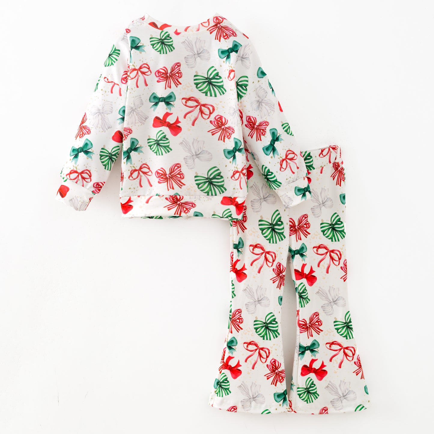 Girls Christmas Fall Bow 2 Pieces Top + Pant Set