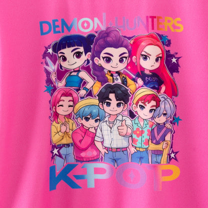2025 Fall Girls Pink Kpop Demon Hunter Printed Sweatshirt