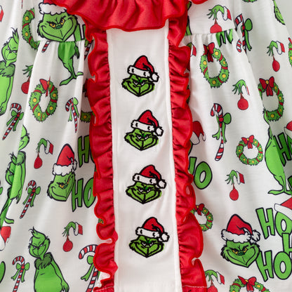 Christmas Kids Outfit Collection – Grinch Embroidered Holiday Styles