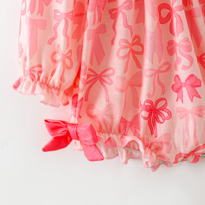 Girls Fall God Is Good Embroidery Smock Pink Bow Dress & Bubble