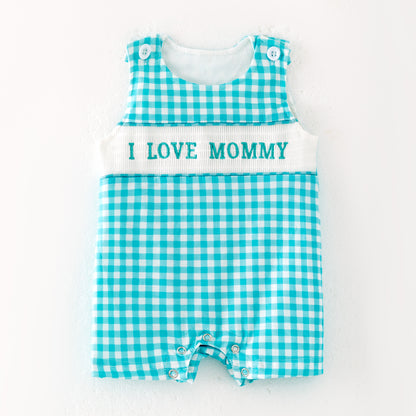 Kids "I LOVE MOMMY" Embroidered Smocked Matching Clothes