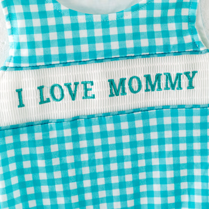 Kids "I LOVE MOMMY" Embroidered Smocked Matching Clothes