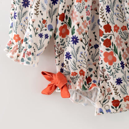 Girls Fall God Is Good Embroidery Smock Floral Dress & Bubble