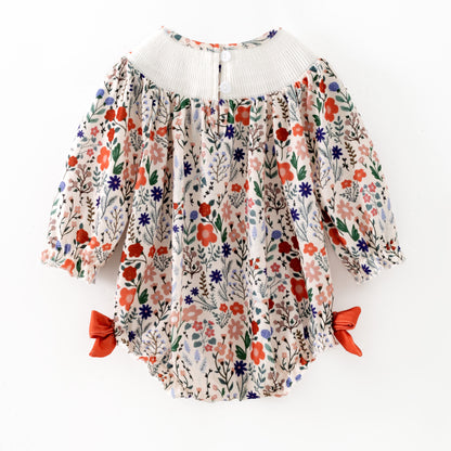 Girls Fall God Is Good Embroidery Smock Floral Dress & Bubble