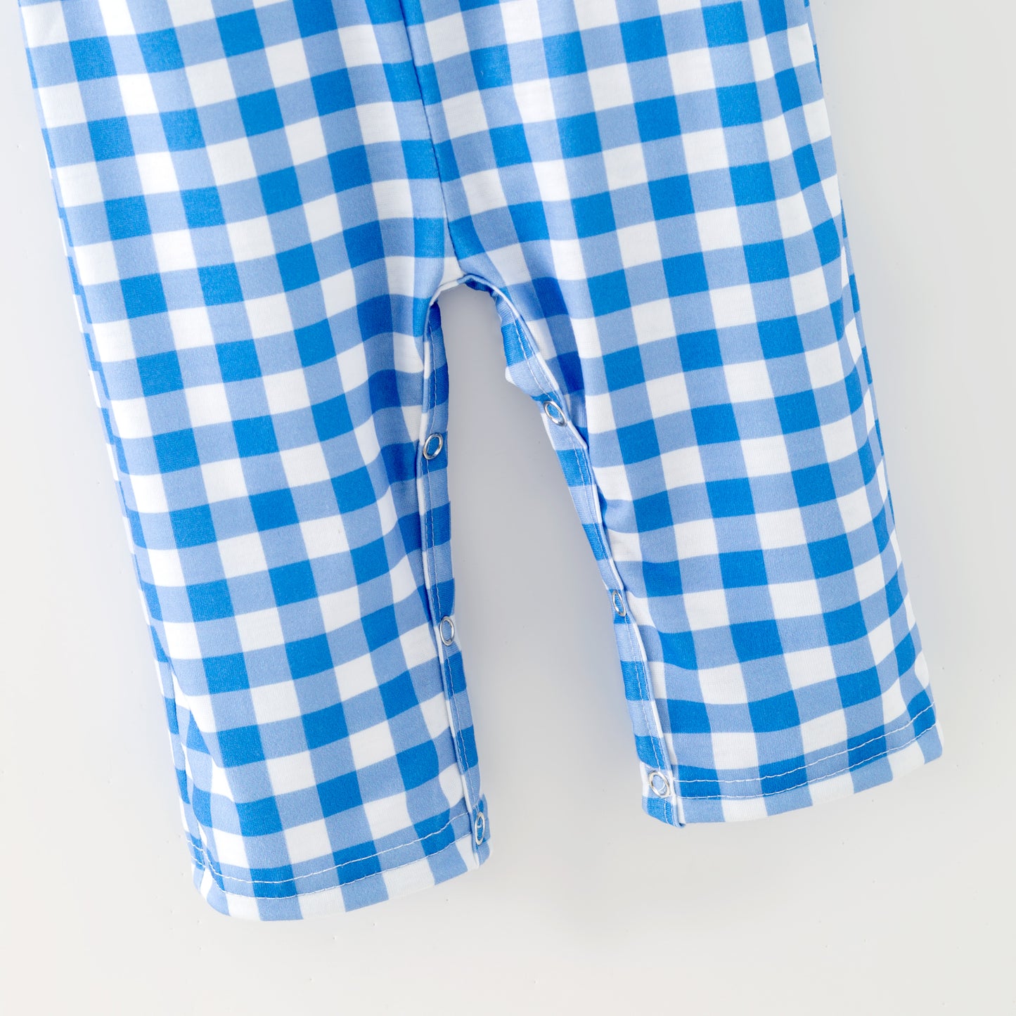 Baby Boy "JESUS LOVES ME" Blue Plaid Embroidery Romper