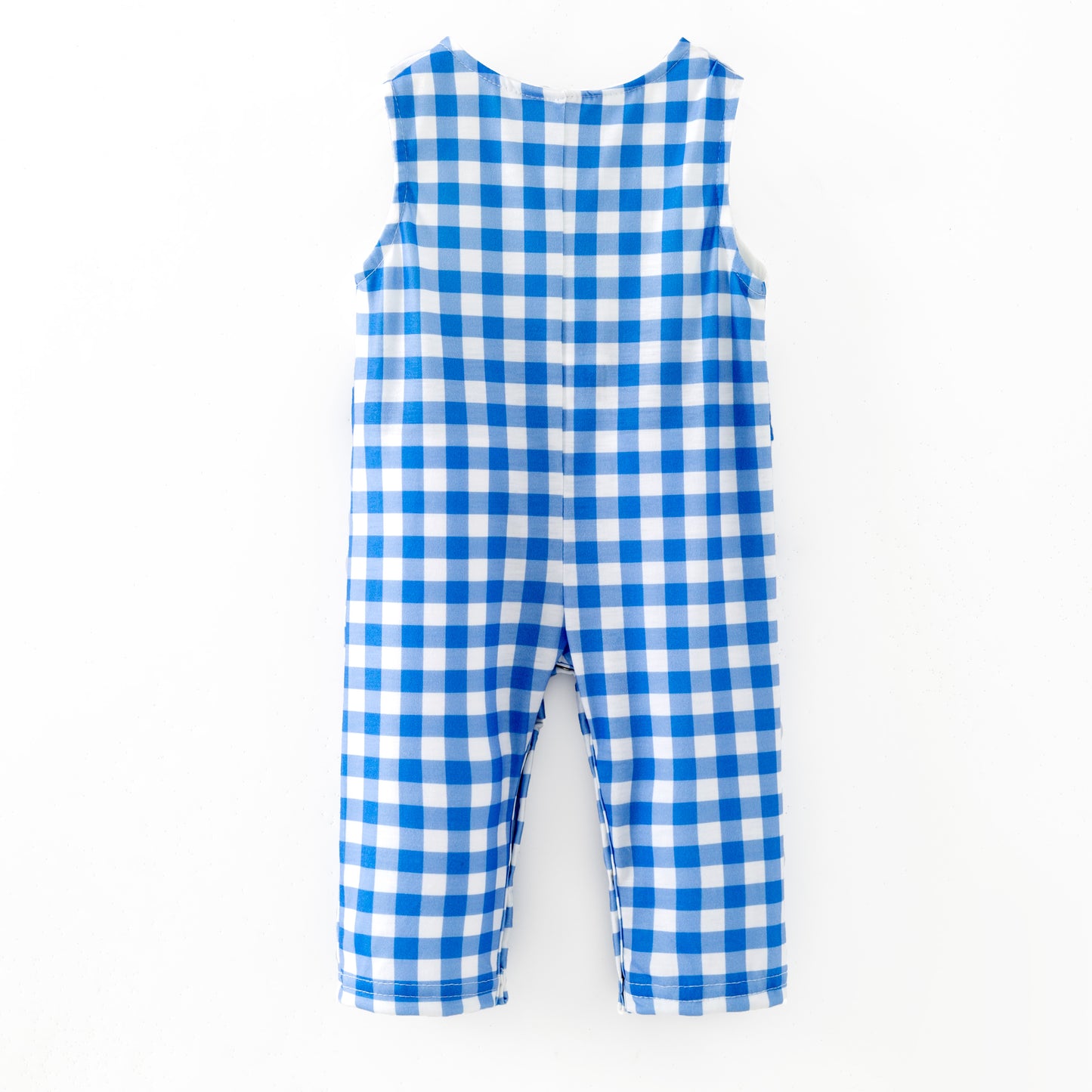 Baby Boy "JESUS LOVES ME" Blue Plaid Embroidery Romper