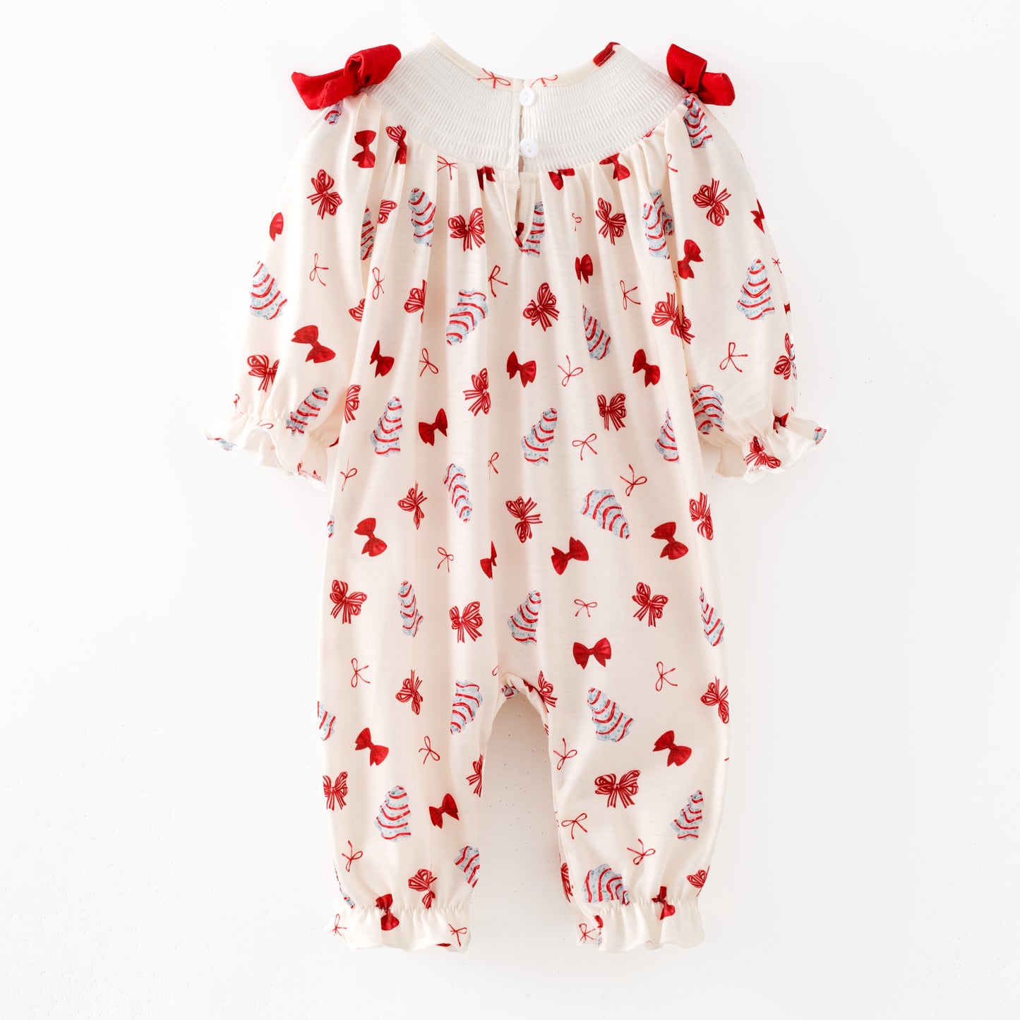Christmas Tis The Season Sister Embroidered Red Bow Dress&Romper