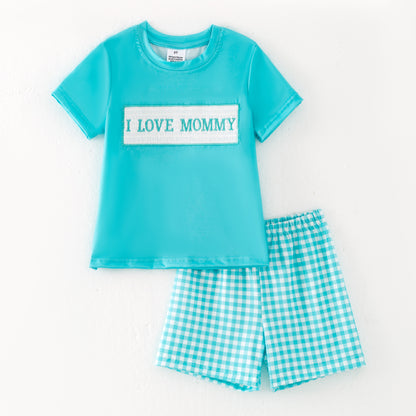 Kids "I LOVE MOMMY" Embroidered Smocked Matching Clothes
