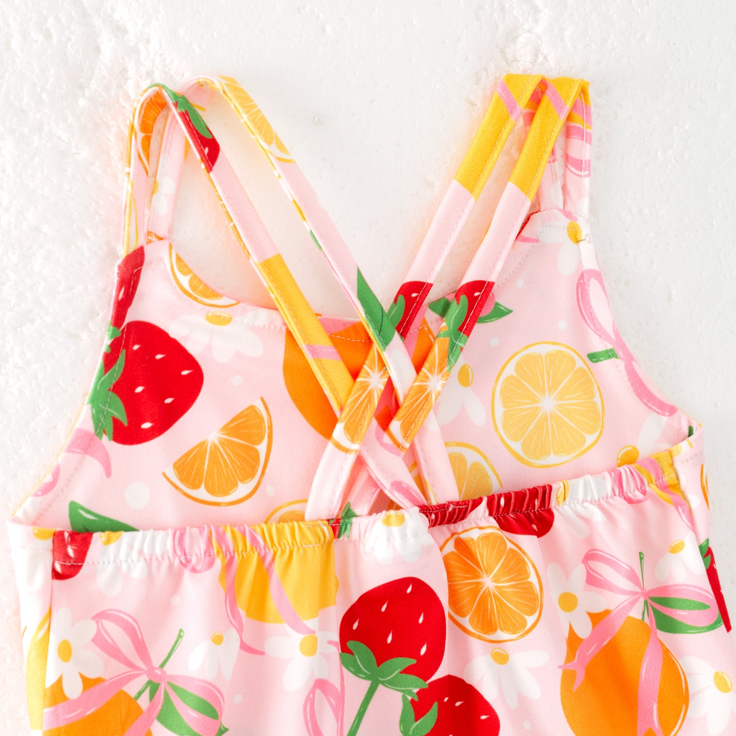 Girls Summer Lemon Strawberry Athletic Ruffled Skirt Set