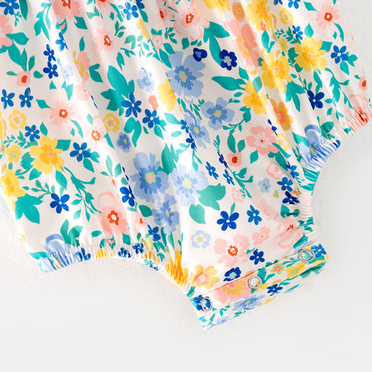 Baby Girls Summer Floral Print Smocked Romper