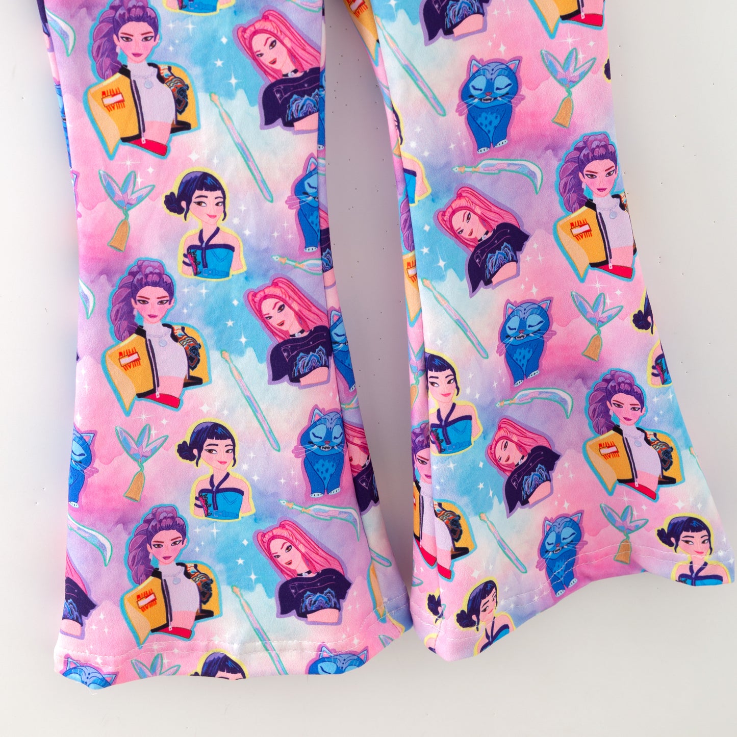 Girls Christmas Fall Kpop Demon Hunter Printed Top + Pant Set