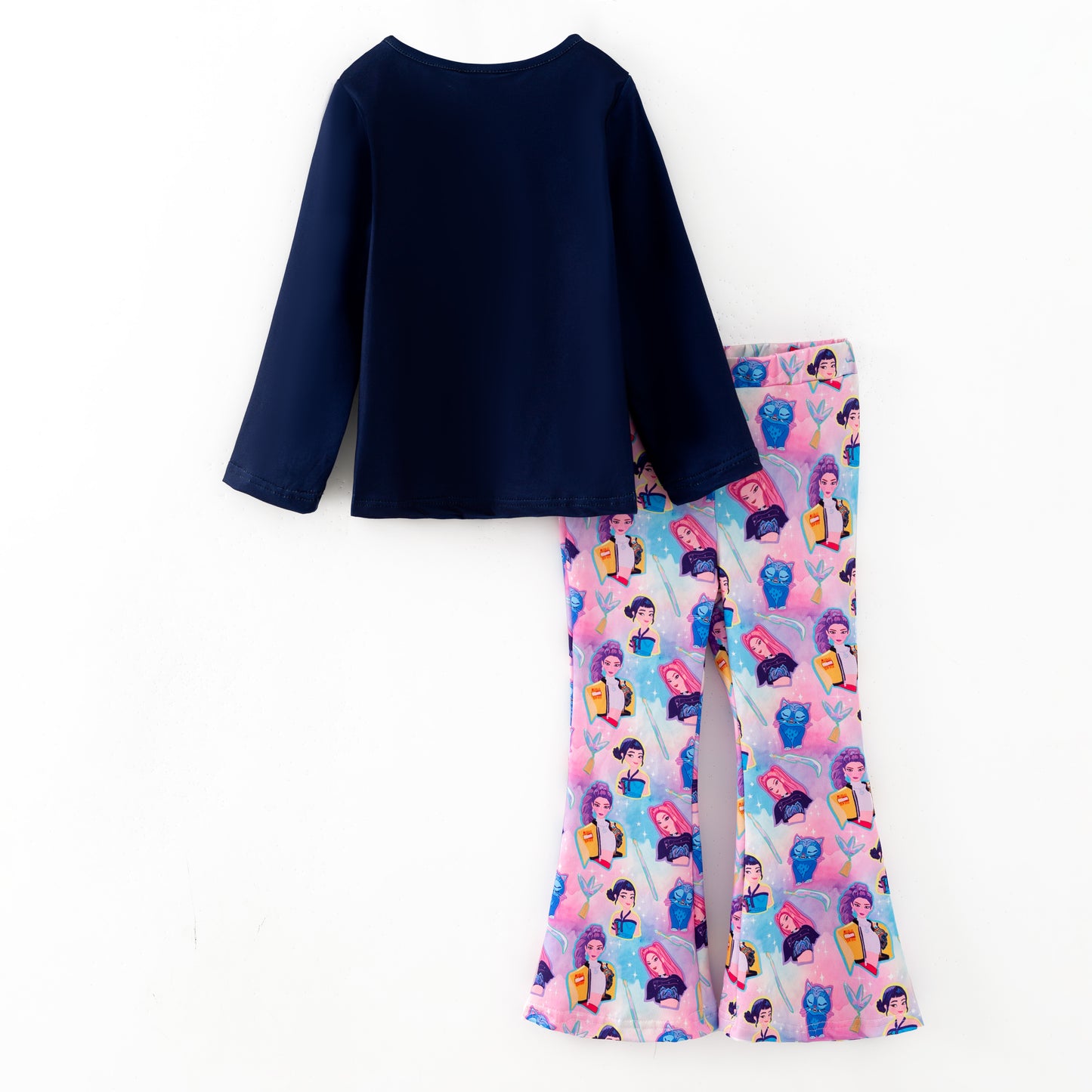 Girls Christmas Fall Kpop Demon Hunter Printed Top + Pant Set