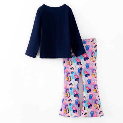 Girls Christmas Fall Kpop Demon Hunter Printed Top + Pant Set