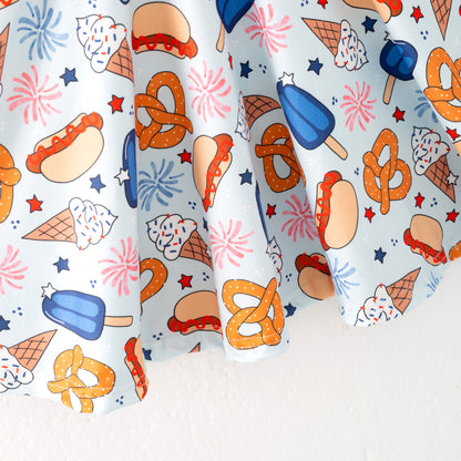 Girls Summer Ice-Cream Popsicle Print Short Sleeves Twirl Dress