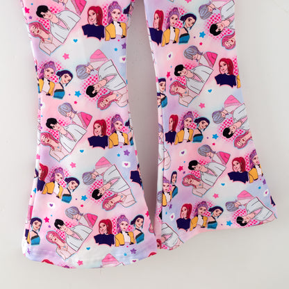 Girls Christmas Fall Kpop Demon Hunter Printed Top + Pant Set