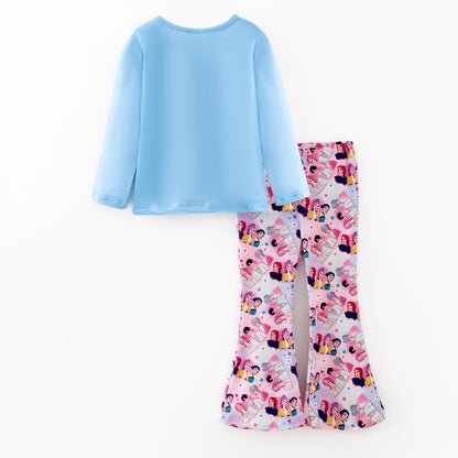 Girls Christmas Fall Kpop Demon Hunter Printed Top + Pant Set