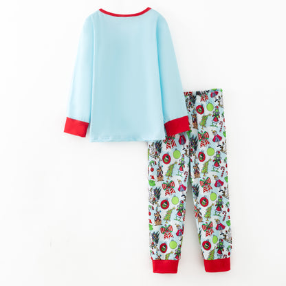 Girls Christmas Winter Grinch Printed Pajamas Set