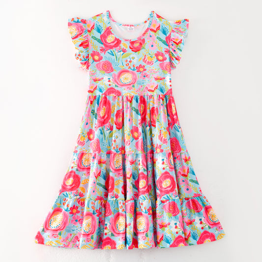 Mommy And Me Mother's Day Flower Print Dress