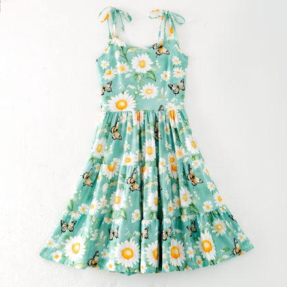 Mother's Day Mommy and Me Summer Bow Floral Butterfly Dress