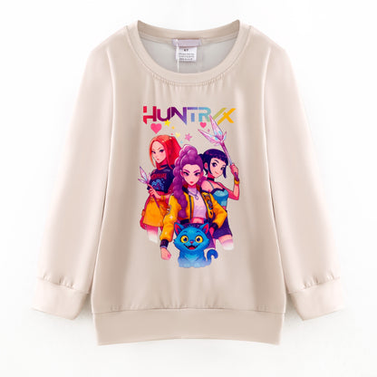 2025 Fall Girls Kpop Demon Hunters Print Milk Silk Sweatershirt