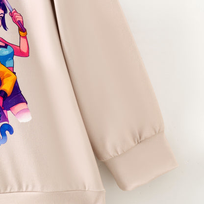 2025 Fall Girls Kpop Demon Hunters Print Milk Silk Sweatershirt