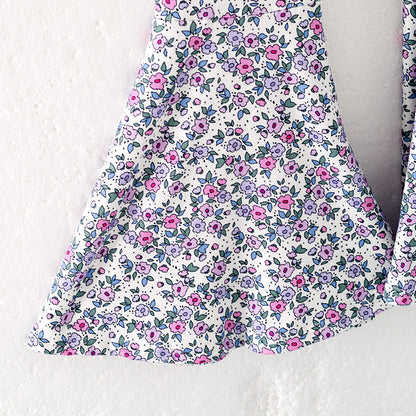 Girls Halloween Corn Bow Applique Floral Bell Pant Purple Set