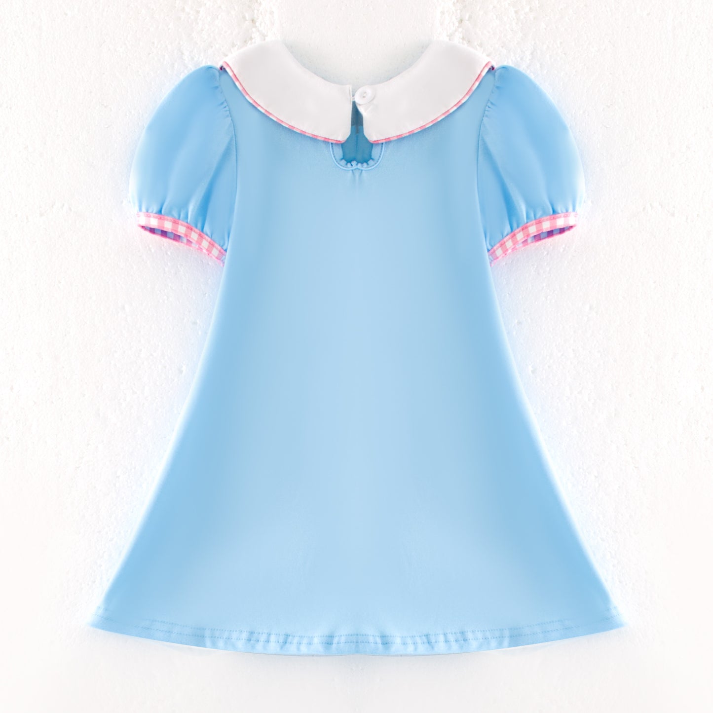 Girls Summer Strawberry Embroidery Blue Dress