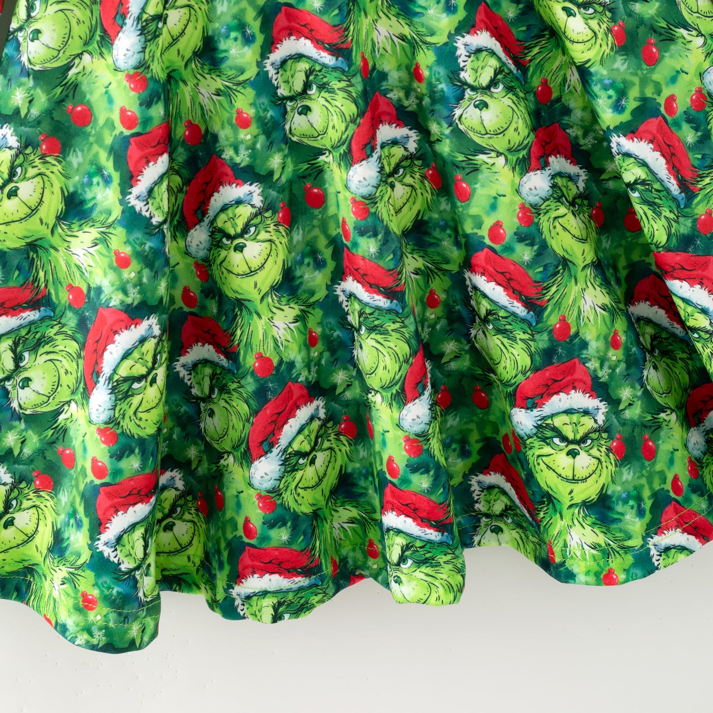 Girls Christmas Grinch Green Long Sleeves Twirl Dress