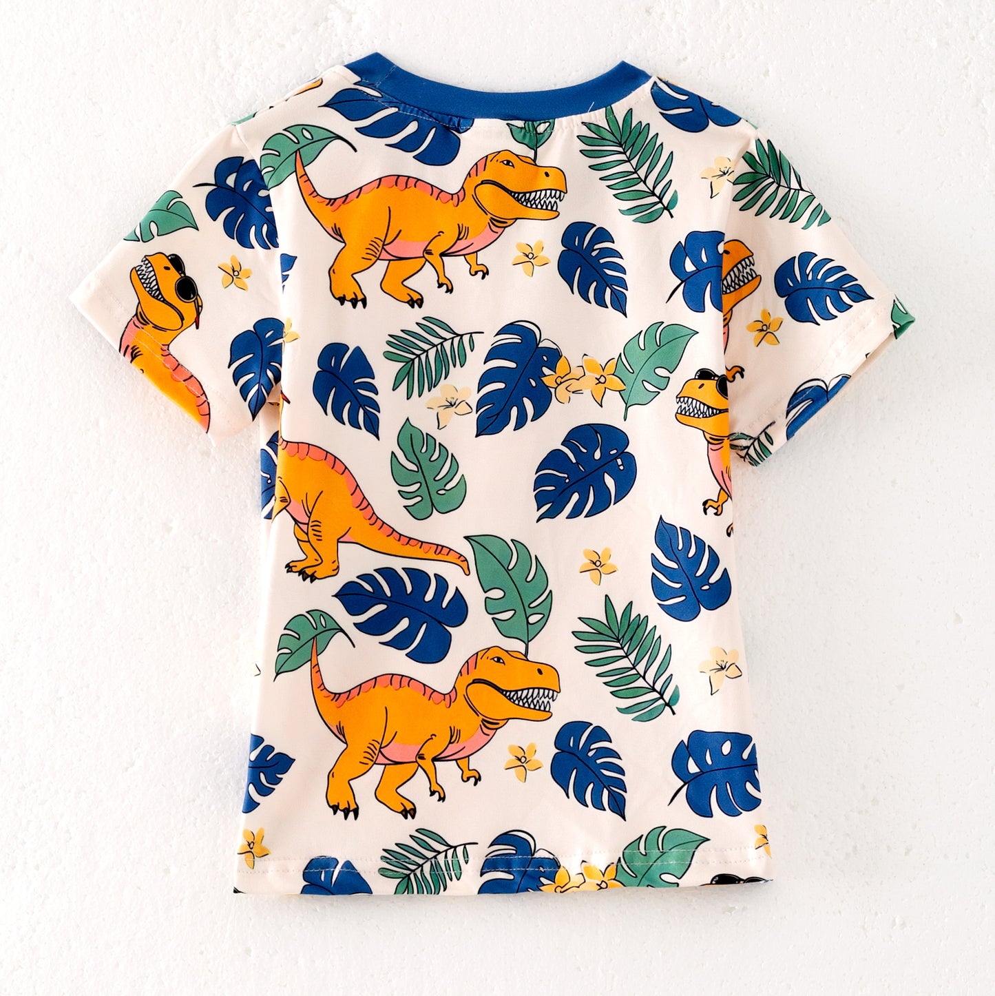 Boys Summer Fish Dinosour Goose Tree Print Pocket Shirt