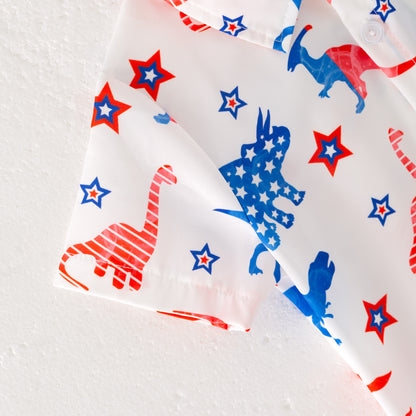 Boys July 4th Star Dinosour Short Sleeves Shirt