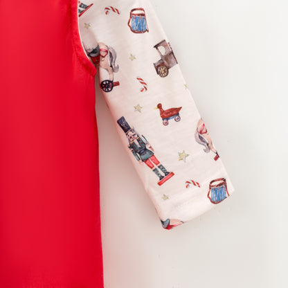 Christmas Nutcracker & Rocking Horse Print Sibling Set – Holiday Outfit Set
