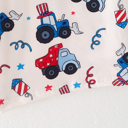 Boys 4th Of July Pocket Blue Red Truck T-Shirt