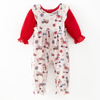 Christmas Nutcracker & Rocking Horse Print Sibling Set – Holiday Outfit Set