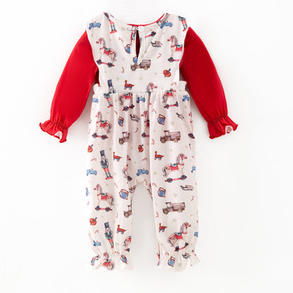 Christmas Nutcracker & Rocking Horse Print Sibling Set – Holiday Outfit Set