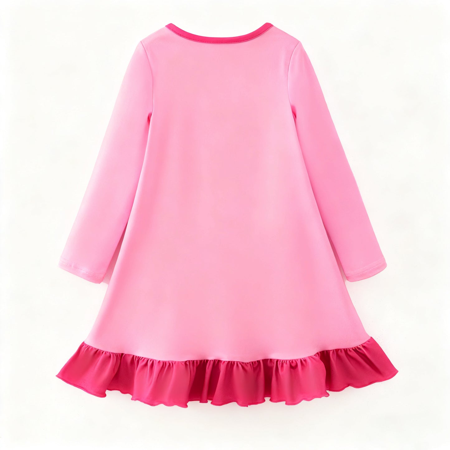 Girls Fall Pink Labubu Cartoon Long Sleeves Twirl Dress