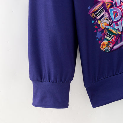 2025 Fall Girls Navy Kpop Demon Hunter Printed Sweatshirt