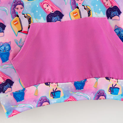 2025 Fall Girls Kpop Demon Hunter Printed Pocket Hoodie