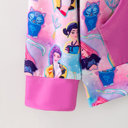 2025 Fall Girls Kpop Demon Hunter Printed Pocket Hoodie