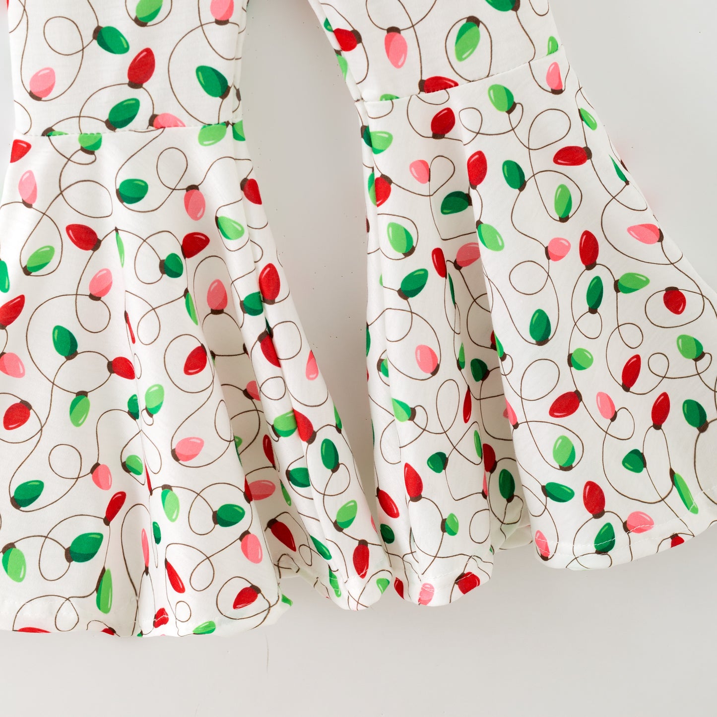 Girls Christmas Winter Pink Green Bow Printed Top + Pant Set