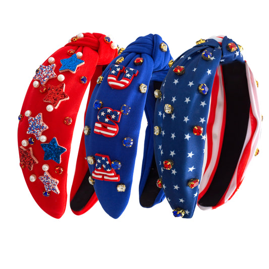 Girls Summer July 4th Patriotic Sparkle Headwear